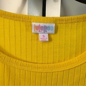 Bright Yellow Ribbed Lularoe LLR Gigi Top Size Small